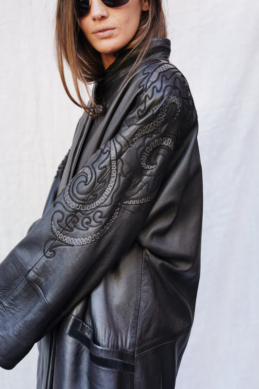 Vintage embroidered leather jacket