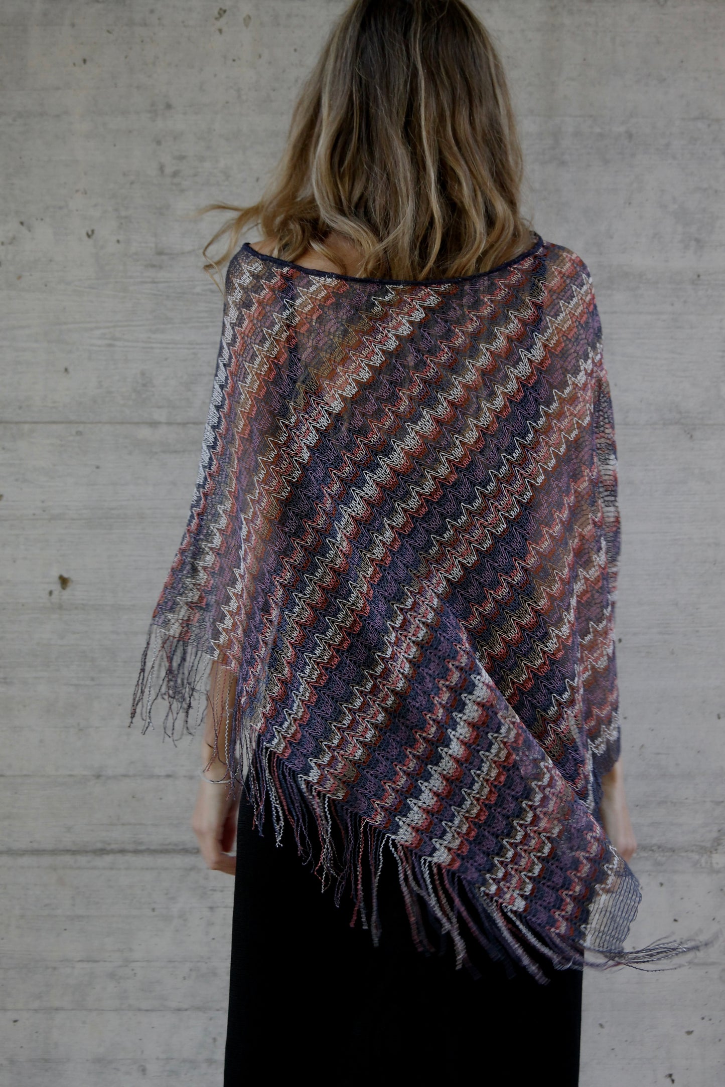 Missoni fringed knitted poncho