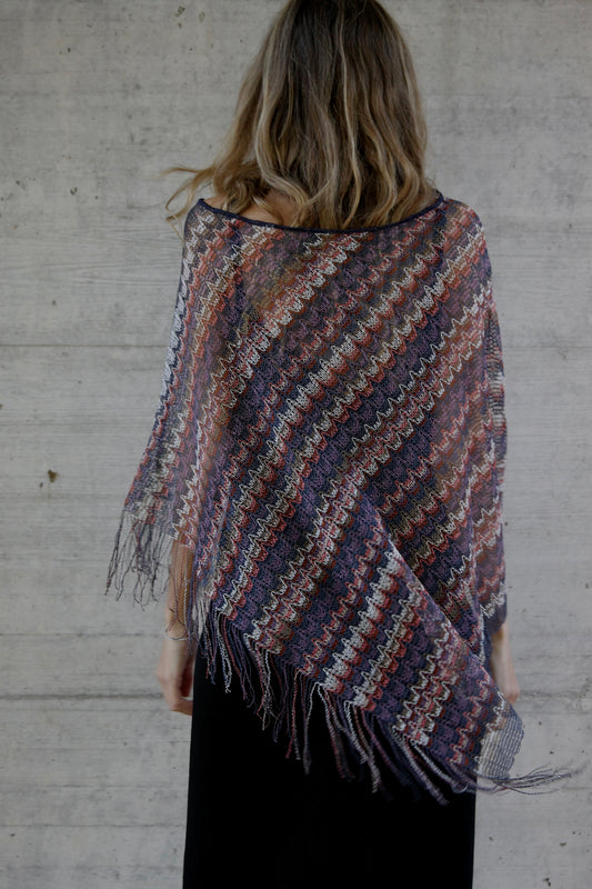 Missoni fringed knitted poncho